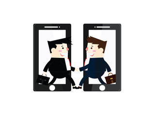 two business man contact by smart phone