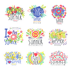 I love summer set original design. Summer travel, sea, beach, holiday, adventure colorful hand drawn vector Illustrations