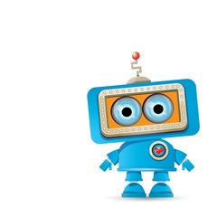 Naklejka premium vector funny cartoon blue robot character