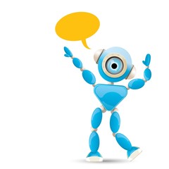 vector funny cartoon blue robot character