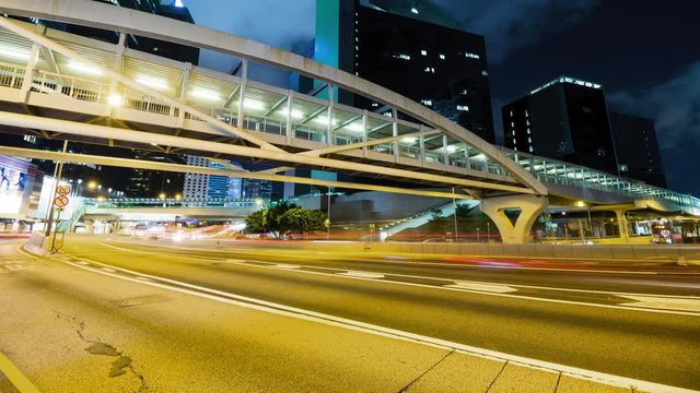 Hong Kong 16 August 2017:- Timelapse of busy traffic in Hong Kong at night