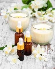 Massage oils and jasmine flowers