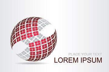 Logo stylized spherical surface with abstract shapes