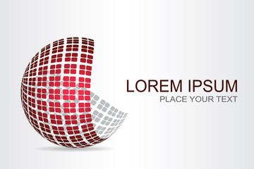 Logo stylized spherical surface with abstract shapes