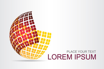 Logo stylized spherical surface with abstract shapes