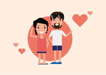 Cute Lovely Couple in Love Vector Illustration