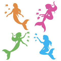 Vector drawing stencil shape mermaid