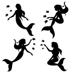 Vector drawing stencil shape mermaid
