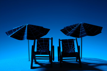 Beach furniture on beach