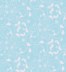 Vector, pattern flowers, seamless blue background