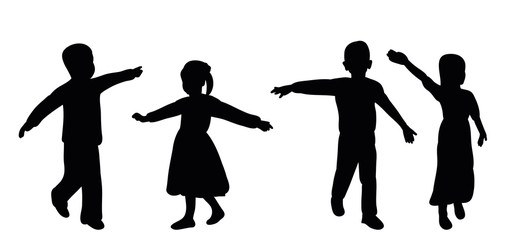 Vector, isolated, silhouette of children playing