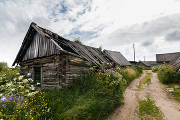 Old wooden barn in the village/ Old wooden barn in the village, Leningrad region, Russia