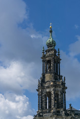 Fototapeta na wymiar Tower of the catholic cathedral in Dresden, Hofkirche, Germany