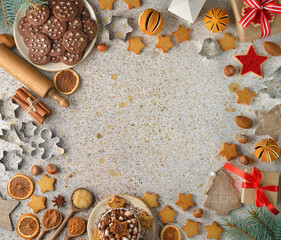 Fototapeta na wymiar Christmas sweets and decorations
