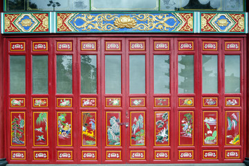 Chinese oriental door design at Chin Swee Caves Temple, Genting Highland, Malaysia