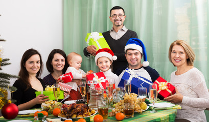 Big family with Xmas gifts