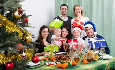 Big family celebrating Christmas