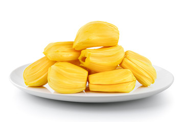 Jackfruit in a  plate isolated on a white background
