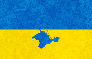 Ukraine flag with Crimea pinensula