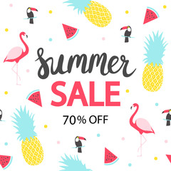 Naklejka premium Summer sale banner. Vector illustration