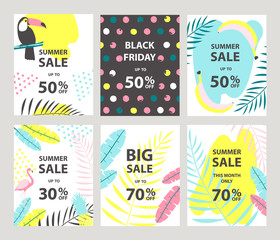 Summer sale banners set. Vector illustration