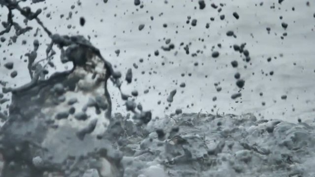 Explosive volcanic boiling mud eruption, slow motion Iceland