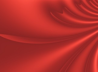 Bright red modern abstract fractal background illustration with stylized ribbons or draping. Soft smooth elegant art. Creative template for fashion themed projects, layouts, designs, banners, flyers.