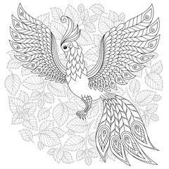   Firebird for anti stress Coloring Page with high details.