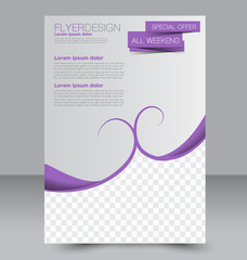 Fototapeta premium Abstract flyer design background. Brochure template. To be used for magazine cover, business mockup, education, presentation, report. Purple color.
