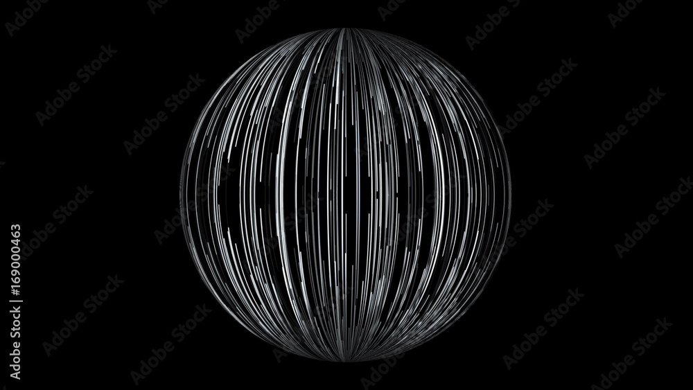 Fototapete abstract background with a sphere formed from the lines. 3d rendering