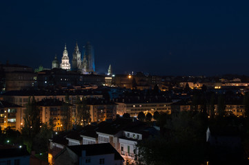 Fototapeta premium Night cityscape of Santiago de Compostela