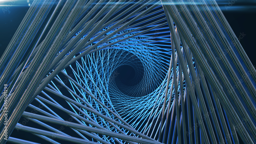 Poster abstract background with technology tunnel. 3d rendering