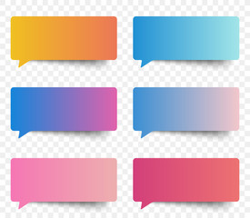 Obraz premium Set of gradient color speech and thought sticker messages, tags conversation element for design. Modern vector illustration.