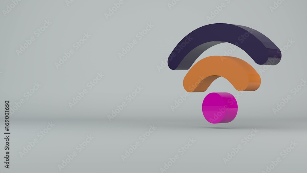 Poster wi-fi wireless internet icon. technology backdrop. 3d rendering