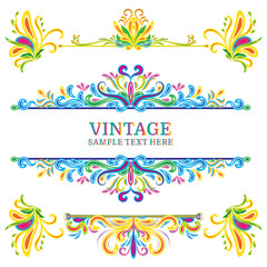 Multicolor Vector Decorations Elements Vintage Style