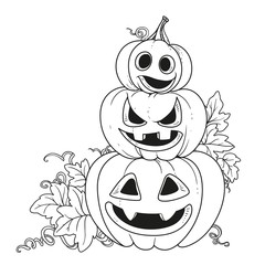 Three lantern from pumpkins with the cut out of a grin stand one