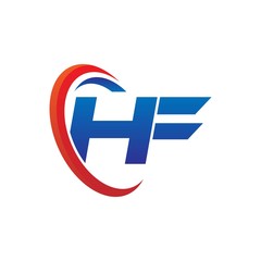 modern dynamic vector initial letters logo ha with circle swoosh red blue
