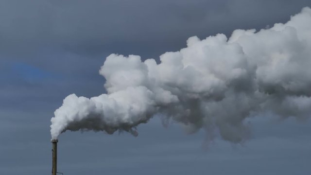 Billowing steam from smoke stack, Reykjanes Iceland super slow motion