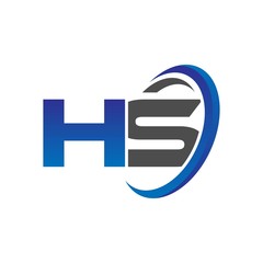 vector modern initial logo letters ha with circle swoosh blue gray