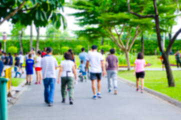 Blurred background of people activities in park.