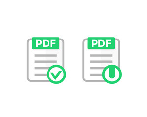 PDF document with check mark, download PDF file icon