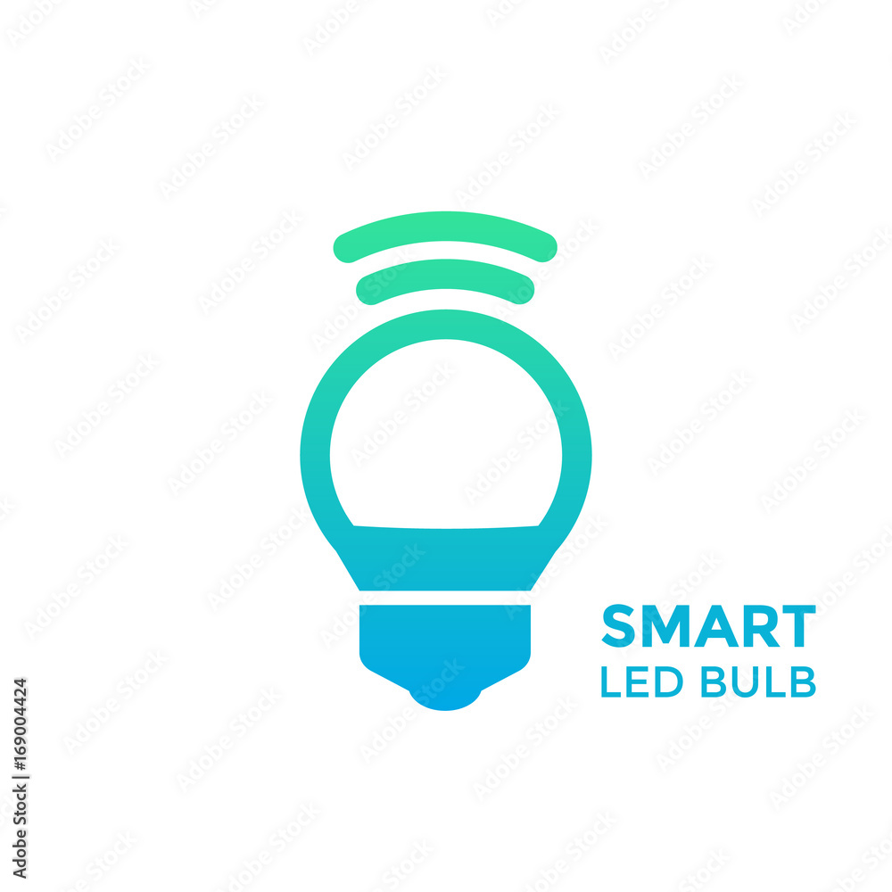 Poster smart led light bulb vector icon on white