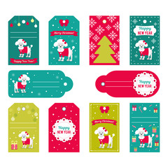Fototapeta premium Set of vector elements for Christmas and New Year design. Labels, stickers, tags for gifts, invitations and congratulations.
