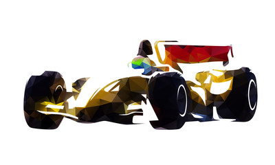 Formula racing car, abstract geometric vector illustration