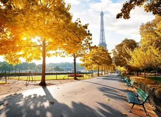 Poster Sunny morning in Paris in autumn © Givaga