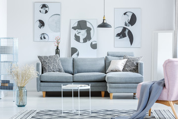 Simple living room with paintings