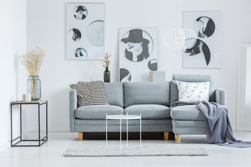 Fashionable living room with sofa