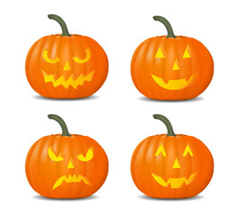 Set of pumpkins for Halloween. Vector collection on white