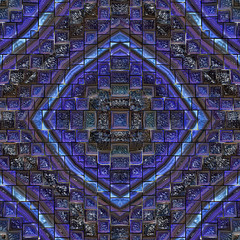 3d illustration - abstrakt mosaik glassteine blau lila schwarz arabisch