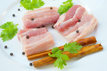 Fresh, raw pork with spices
